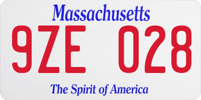 MA license plate 9ZE028