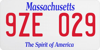 MA license plate 9ZE029