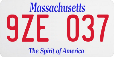 MA license plate 9ZE037