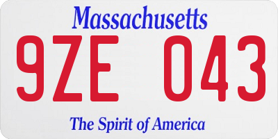 MA license plate 9ZE043