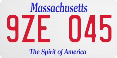 MA license plate 9ZE045