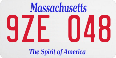 MA license plate 9ZE048