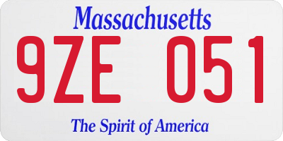 MA license plate 9ZE051