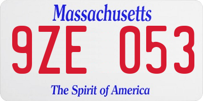 MA license plate 9ZE053