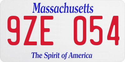 MA license plate 9ZE054