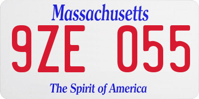MA license plate 9ZE055