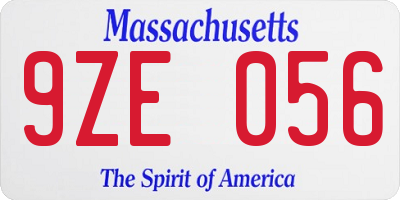 MA license plate 9ZE056