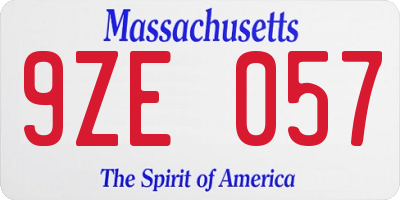 MA license plate 9ZE057