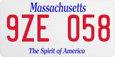 MA license plate 9ZE058