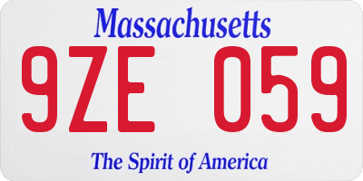 MA license plate 9ZE059