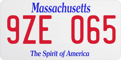 MA license plate 9ZE065