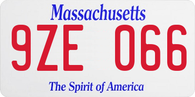 MA license plate 9ZE066