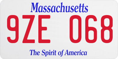 MA license plate 9ZE068