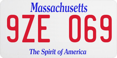 MA license plate 9ZE069