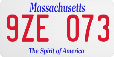 MA license plate 9ZE073