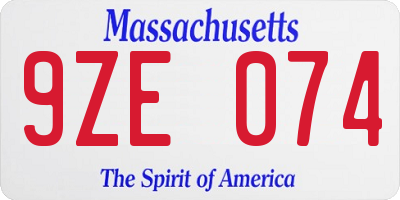 MA license plate 9ZE074