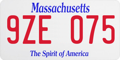 MA license plate 9ZE075