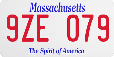 MA license plate 9ZE079