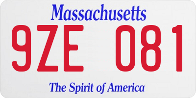 MA license plate 9ZE081