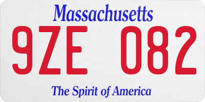 MA license plate 9ZE082