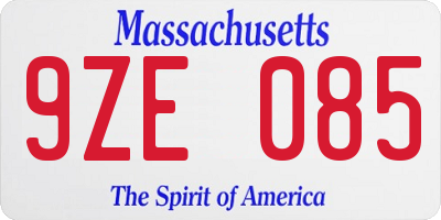 MA license plate 9ZE085