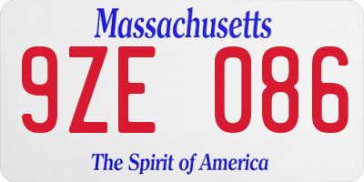 MA license plate 9ZE086