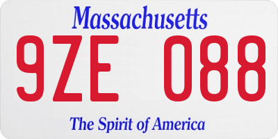 MA license plate 9ZE088