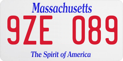 MA license plate 9ZE089
