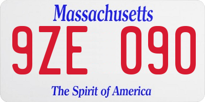 MA license plate 9ZE090