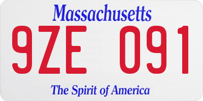 MA license plate 9ZE091