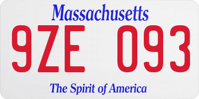 MA license plate 9ZE093