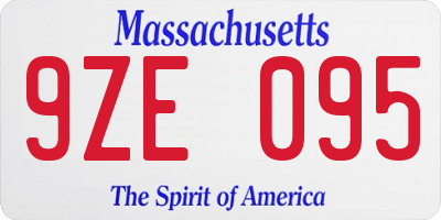 MA license plate 9ZE095