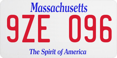 MA license plate 9ZE096