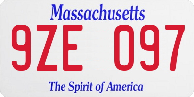 MA license plate 9ZE097