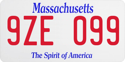 MA license plate 9ZE099