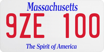 MA license plate 9ZE100