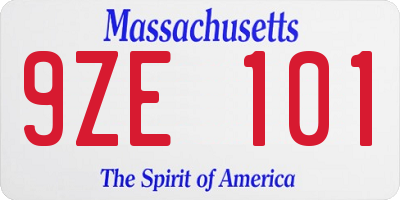 MA license plate 9ZE101