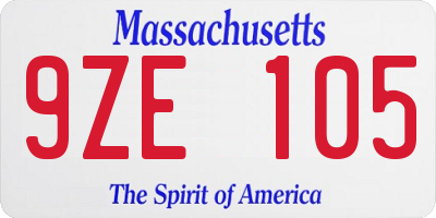 MA license plate 9ZE105