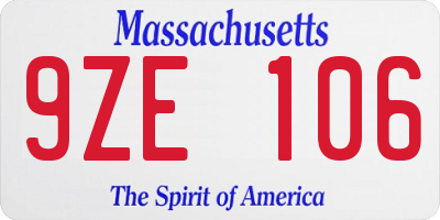 MA license plate 9ZE106