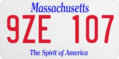 MA license plate 9ZE107