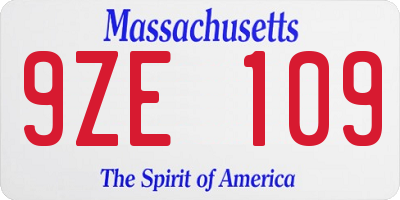 MA license plate 9ZE109