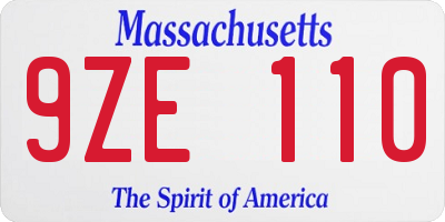 MA license plate 9ZE110