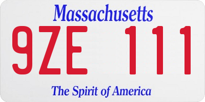 MA license plate 9ZE111