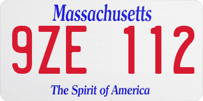 MA license plate 9ZE112