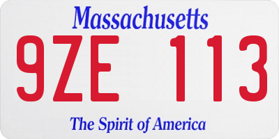 MA license plate 9ZE113