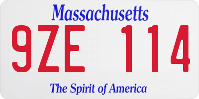 MA license plate 9ZE114