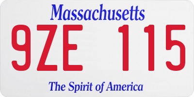 MA license plate 9ZE115