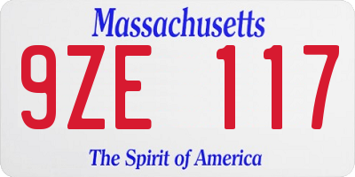 MA license plate 9ZE117