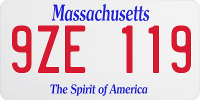 MA license plate 9ZE119