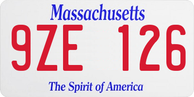 MA license plate 9ZE126